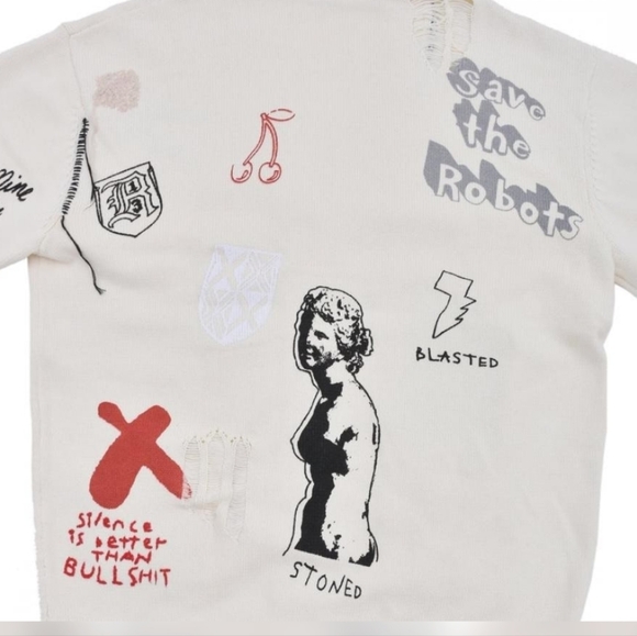 R13 Distressed Graffiti Cardigan Sweater - Picture 11 of 16